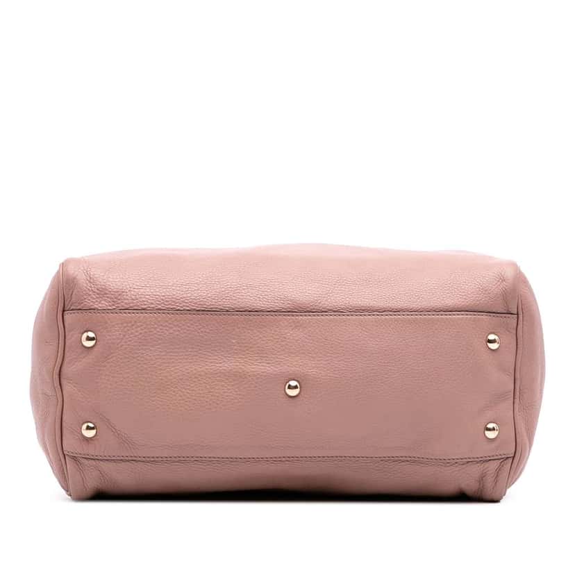 Gucci Medium Calfskin Bamboo Shopper Boston Bag Pink Leather Good condition - Inside View