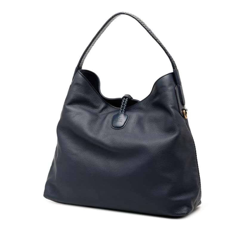 Gucci Leather Hip Bamboo Satchel Blue Leather Good condition - Back View
