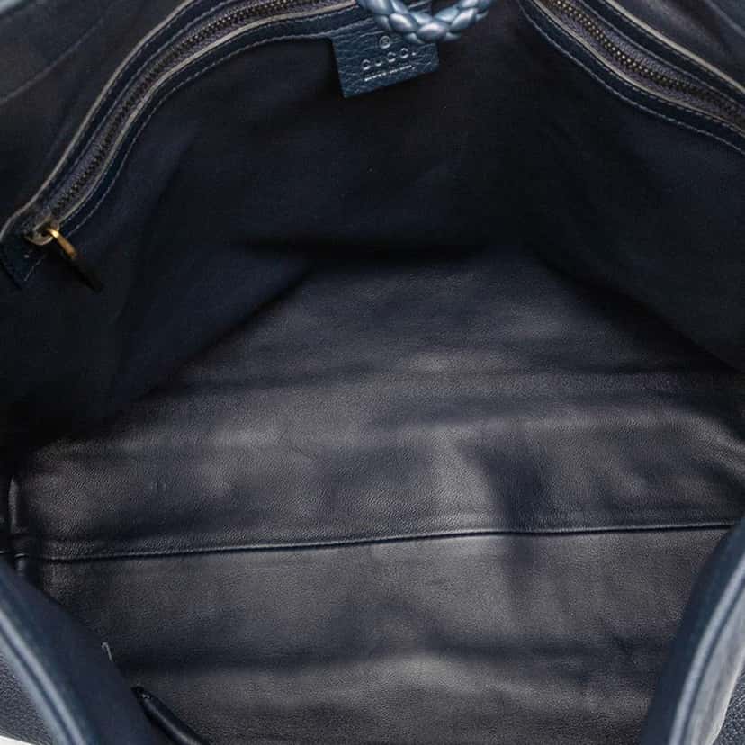 Gucci Leather Hip Bamboo Satchel Blue Leather Good condition - Model View