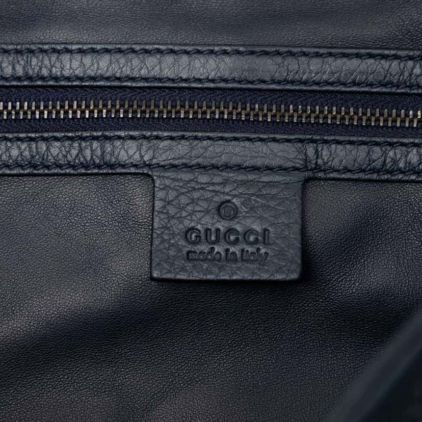 Gucci Leather Hip Bamboo Satchel Blue Leather Good condition - Box View