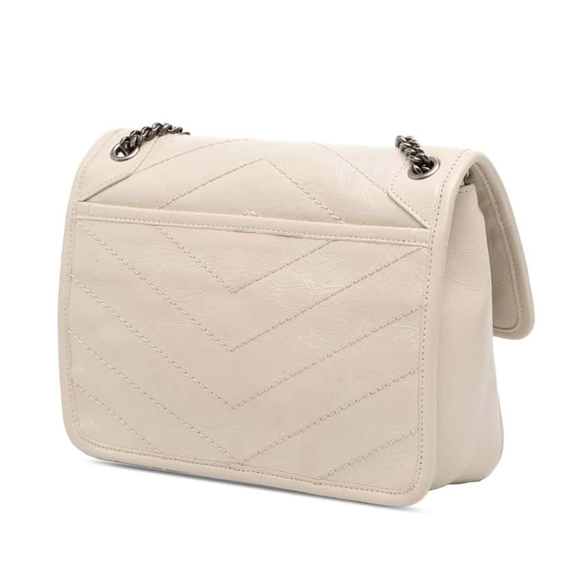 Saint Laurent Baby Crinkled Calfskin Monogram Niki Bag White Leather Good condition - Back View