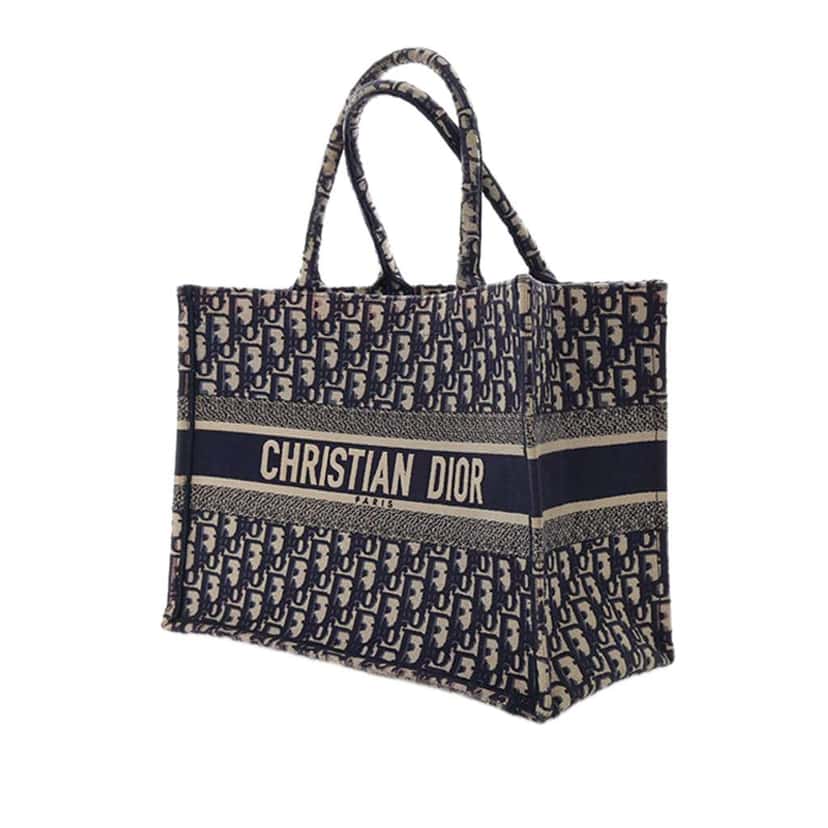Dior Medium Oblique Embroidered Canvas Book Tote Blue Canvas Good condition - Back View