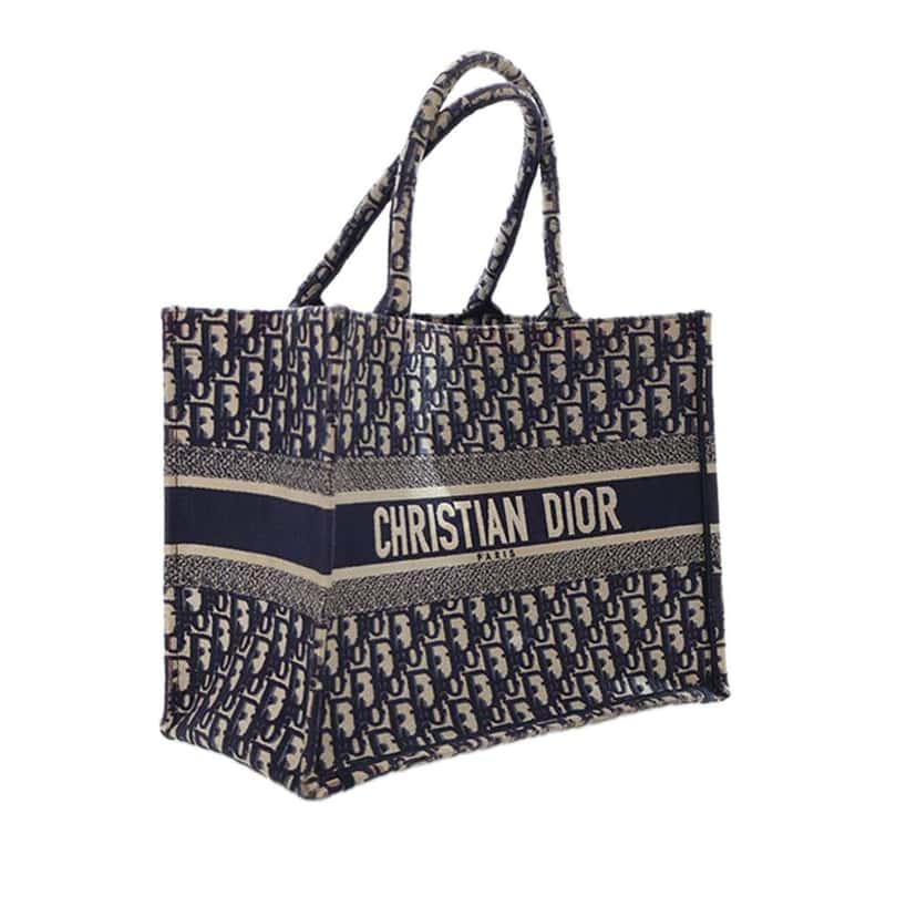 Dior Medium Oblique Embroidered Canvas Book Tote Blue Canvas Good condition - Inside View