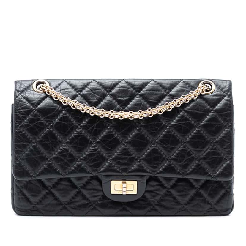Chanel Reissue 2.55 Aged Calfskin Double Flap 226 Black Leather Good condition - Front View