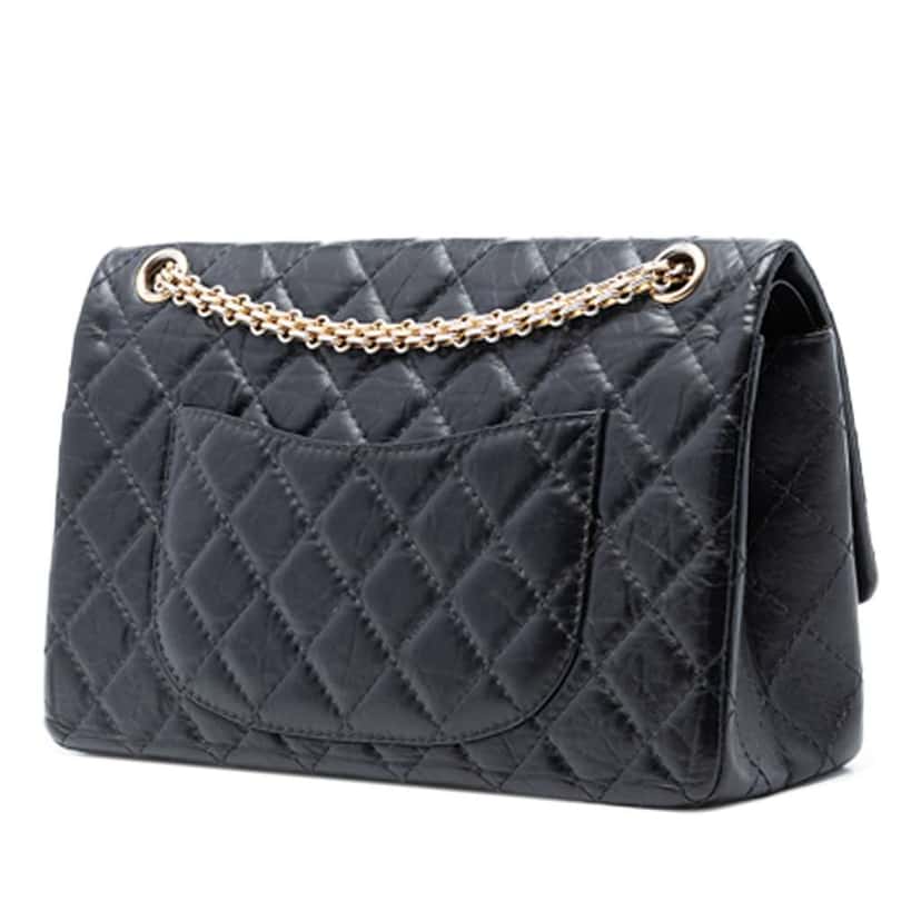Chanel Reissue 2.55 Aged Calfskin Double Flap 226 Black Leather Good condition - Back View