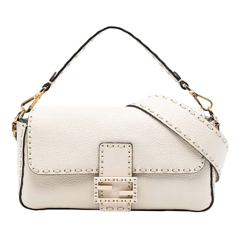 Fendi Medium Leather Selleria Baguette Satchel Brown Leather Good condition - Front View