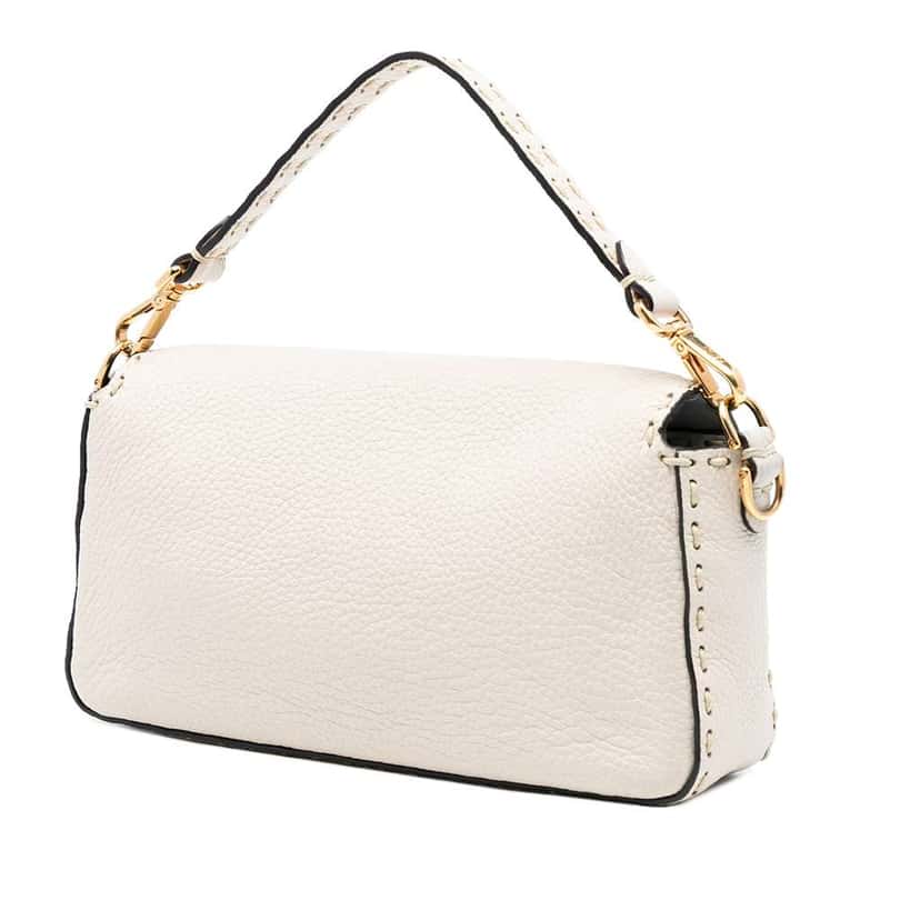 Fendi Medium Leather Selleria Baguette Satchel Brown Leather Good condition - Back View