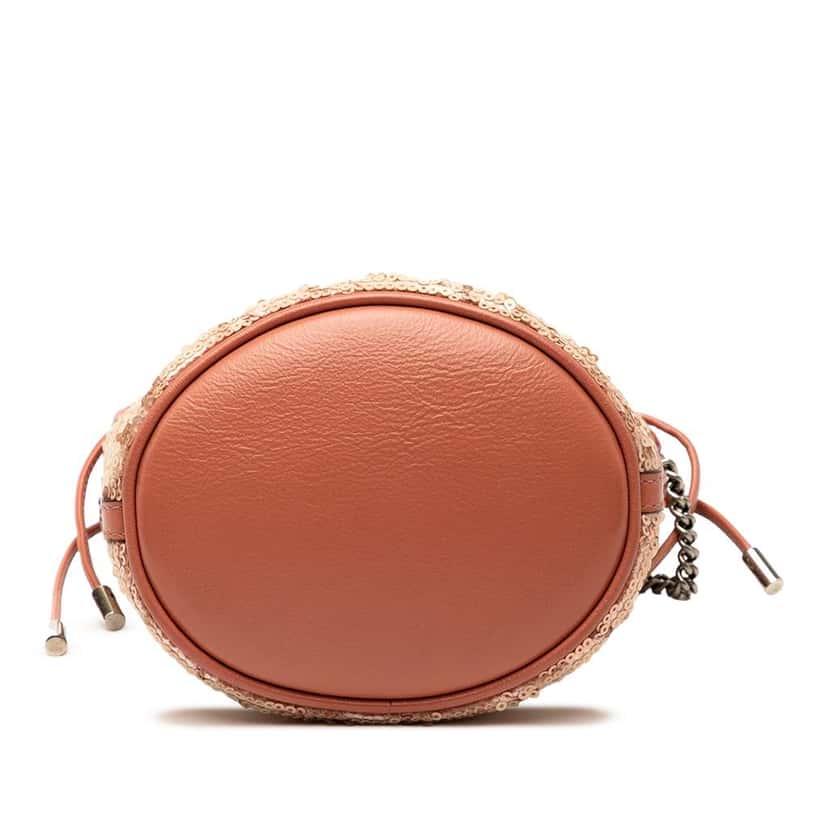 Gucci Small GG Marmont Sequined Diagonal Matelasse Leather Bucket Bag Pink Leather Very good condition - Inside View