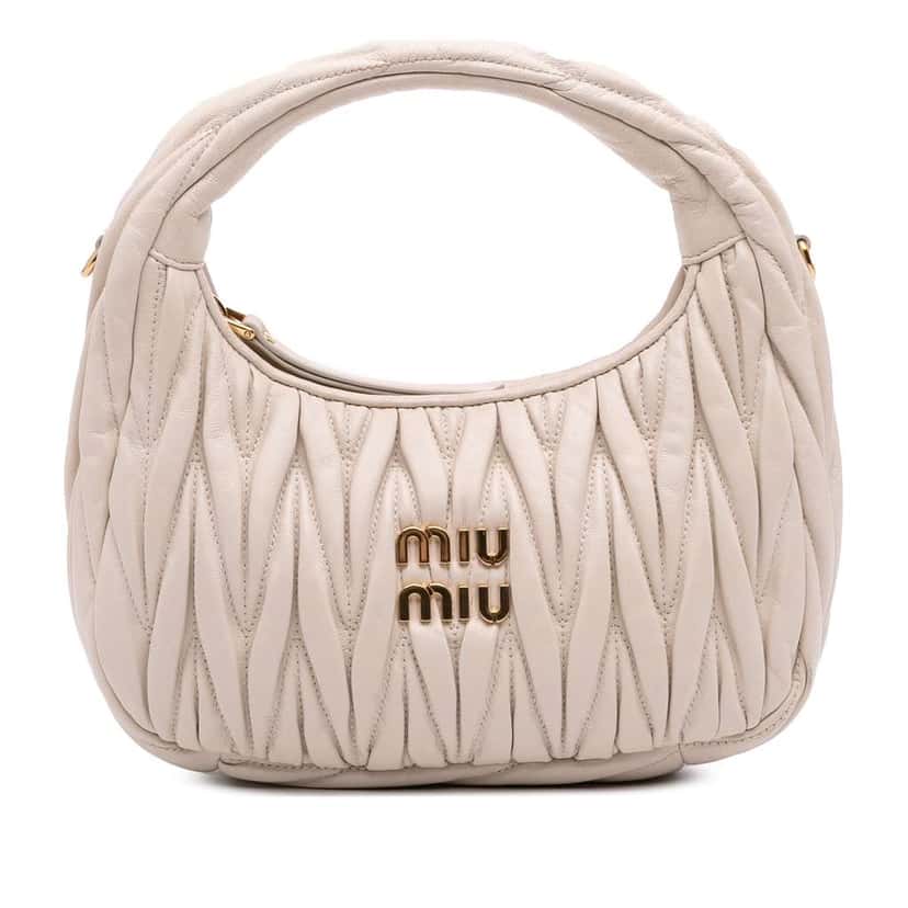 Miu Miu Mini Matelasse Nappa Wander Bag Brown Leather Good condition - Front View