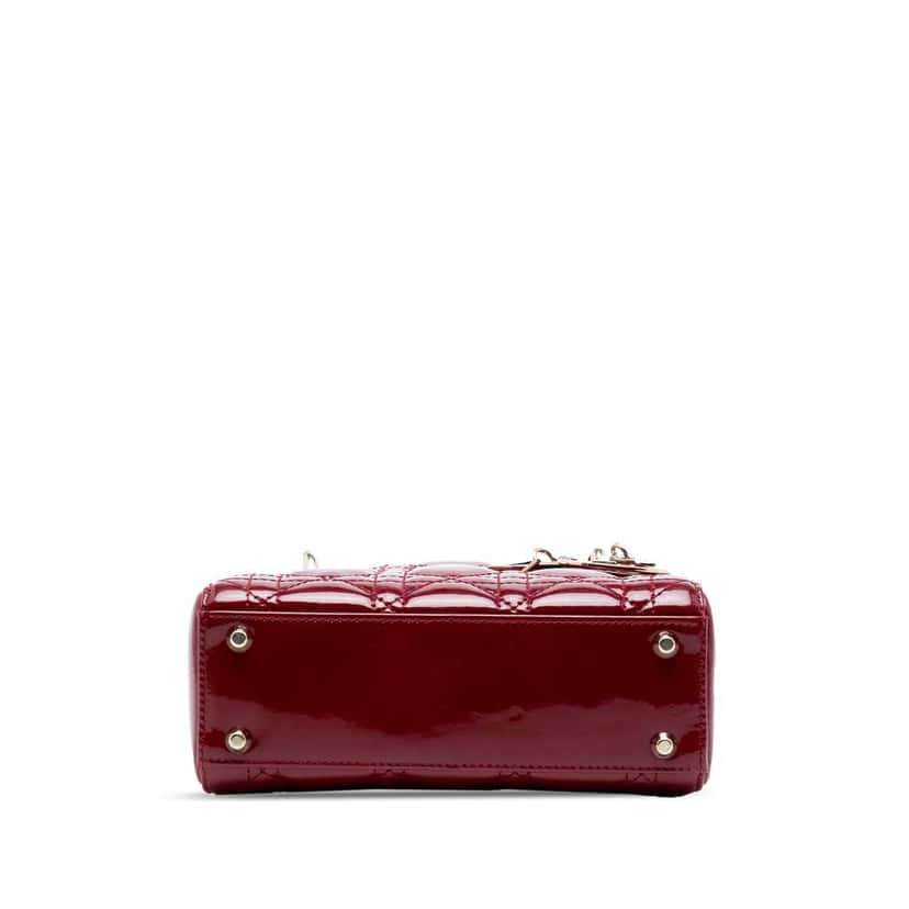 Dior Mini Patent Cannage Lady Dior Red Leather Good condition - Inside View
