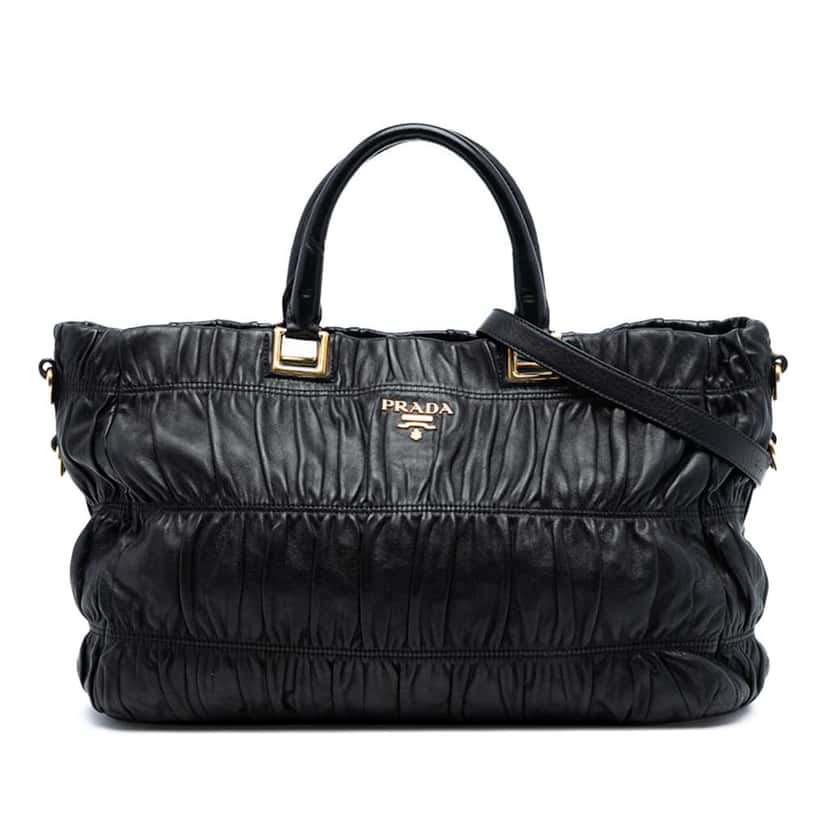 Prada Nappa Gaufre Satchel Black Leather Good condition - Front View