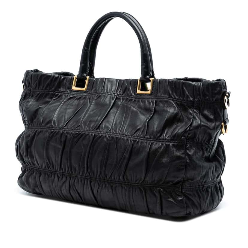 Prada Nappa Gaufre Satchel Black Leather Good condition - Back View