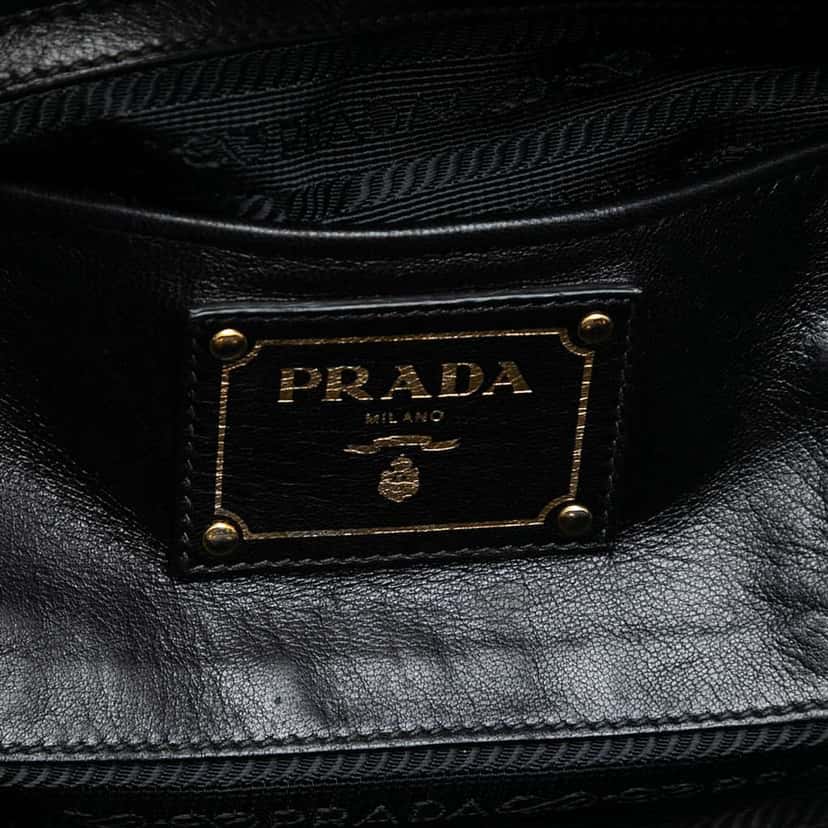 Prada Nappa Gaufre Satchel Black Leather Good condition - Box View