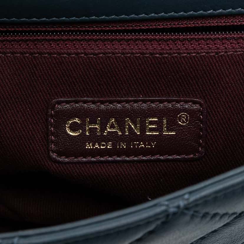 Chanel CC Quilted Calfskin Top Handle Bag Blue Leather Good condition - Box View