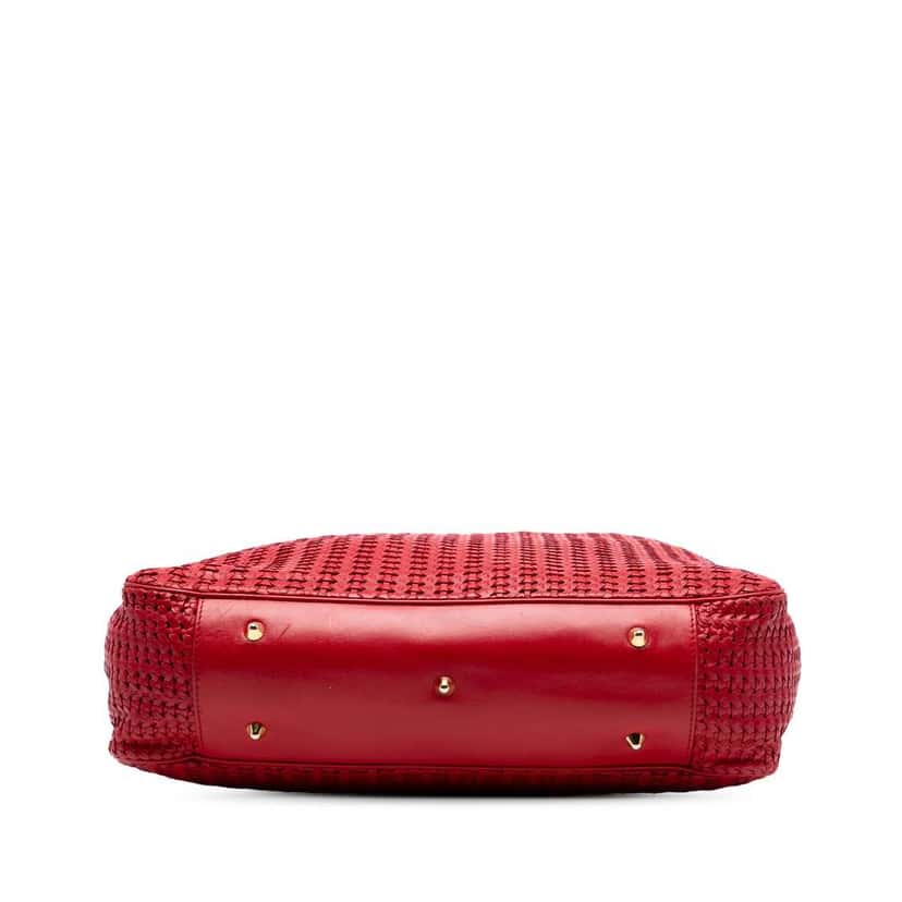 Dior Large Woven Lambskin Lady Dior Soft Shopping Tote Red Leather Good condition - Inside View