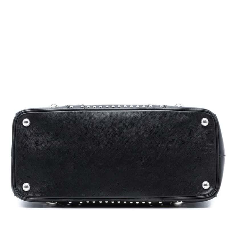 Prada Saffiano Turnlock Double Zip Studded Tote Black Leather Good condition - Inside View