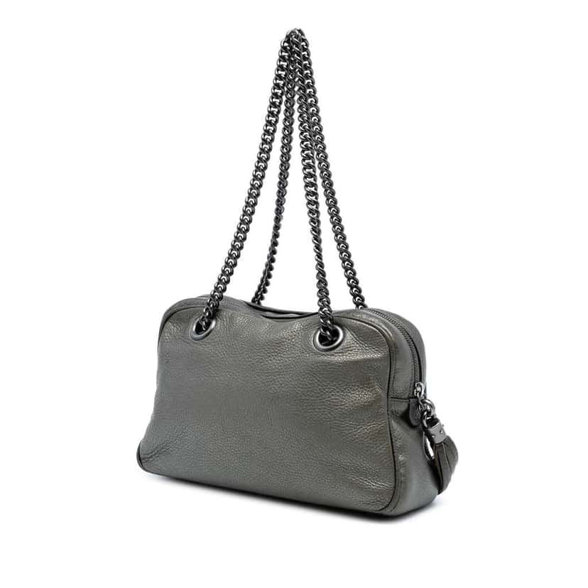 Gucci Leather Soho Chain Zip Shoulder Bag Silver Leather Good condition - Back View