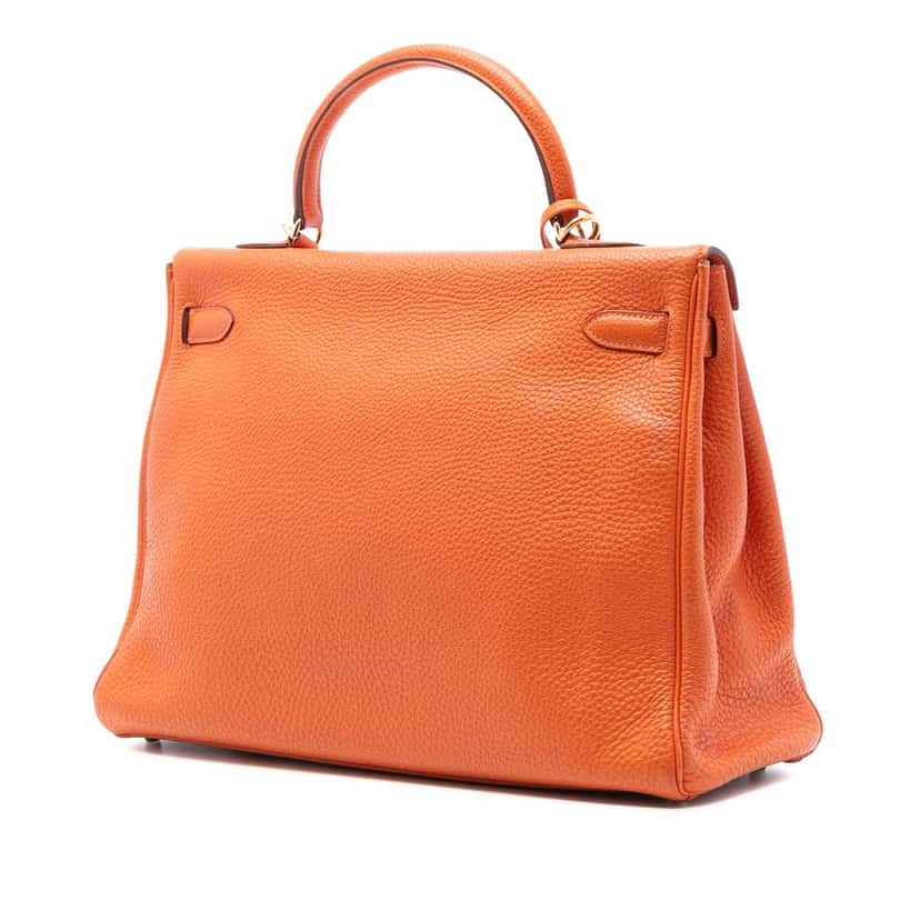 Hermès Togo Kelly II Retourne 35 Orange Leather Good condition - Back View