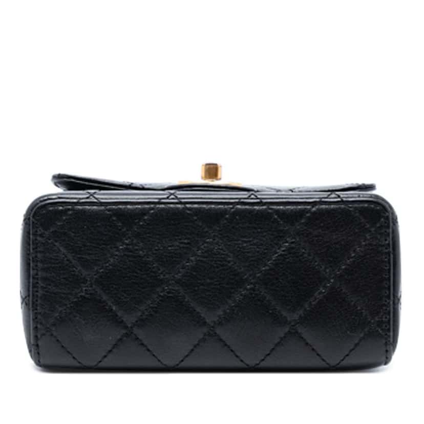 Chanel Mini Square Classic Goatskin Single Flap Black Leather Good condition - Inside View
