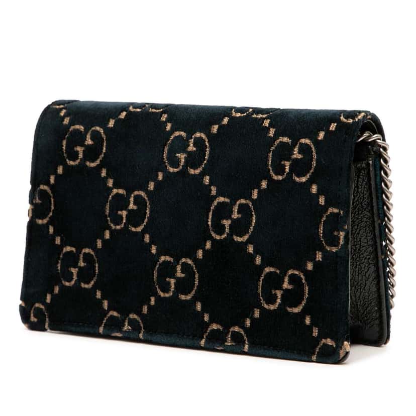 Gucci Mini GG Velvet Dionysus Crossbody Blue Velvet Good condition - Back View