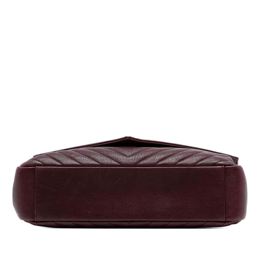 Saint Laurent Large Sheepskin Chevron Monogram College Satchel Red Leather Good condition - Inside View