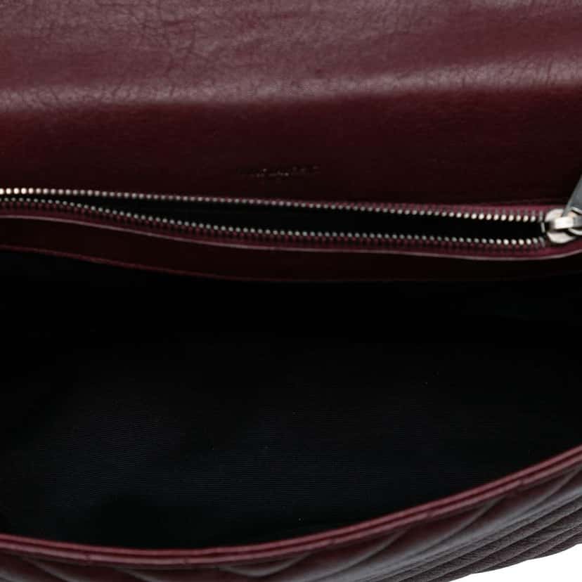Saint Laurent Large Sheepskin Chevron Monogram College Satchel Red Leather Good condition - Model View
