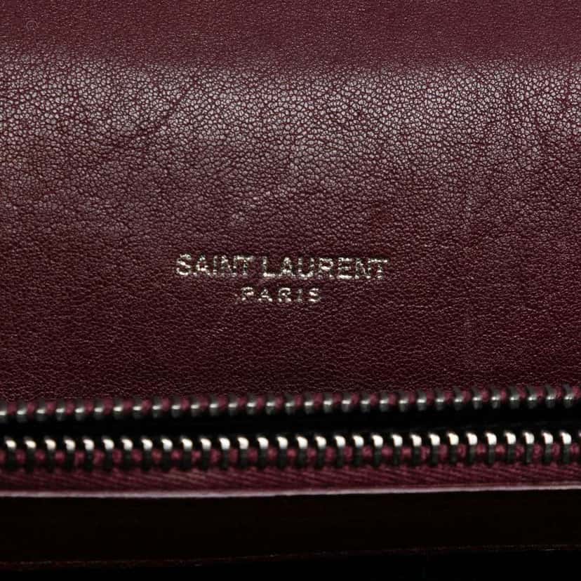 Saint Laurent Large Sheepskin Chevron Monogram College Satchel Red Leather Good condition - Box View