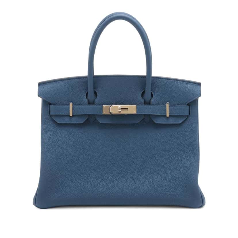 Hermès Togo Birkin Retourne 30 Blue Leather Good condition - Front View