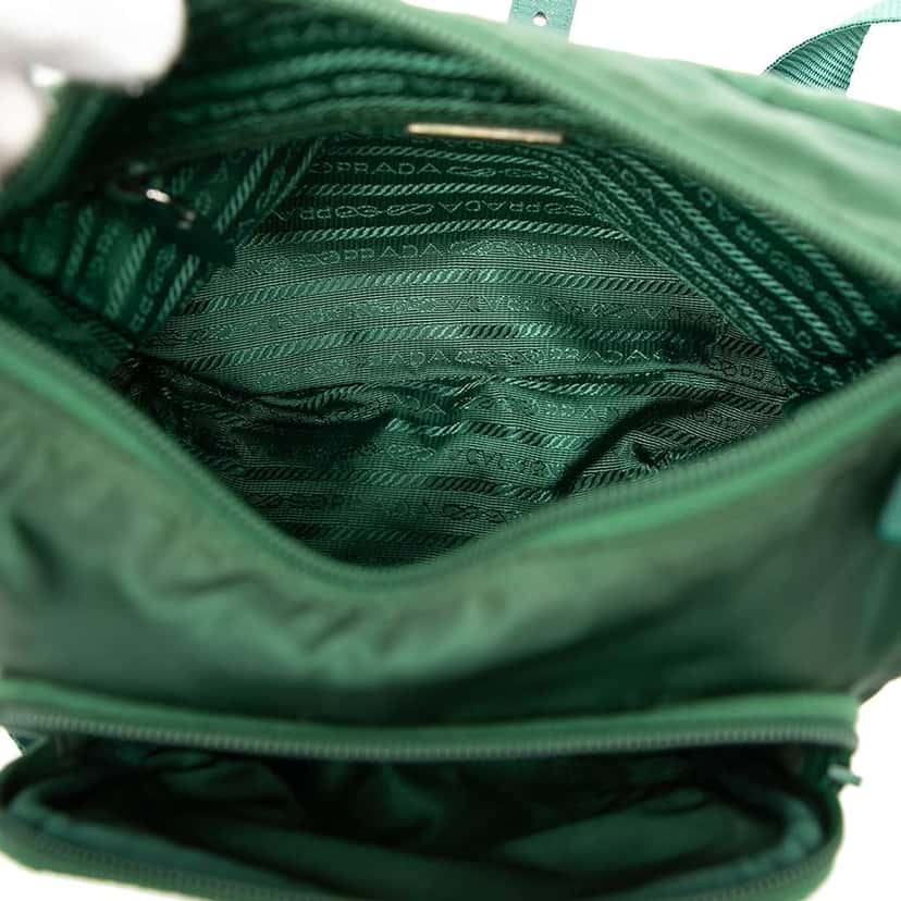 Prada Tessuto Zip Buckle Messenger Bag Green Good condition - Model View