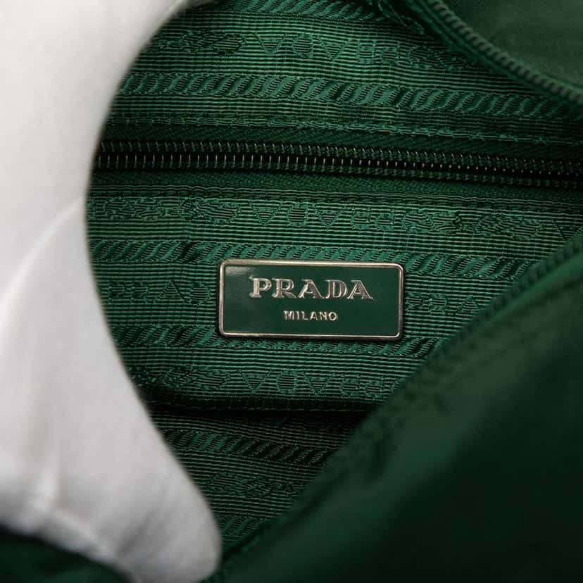 Prada Tessuto Zip Buckle Messenger Bag Green Good condition - Box View