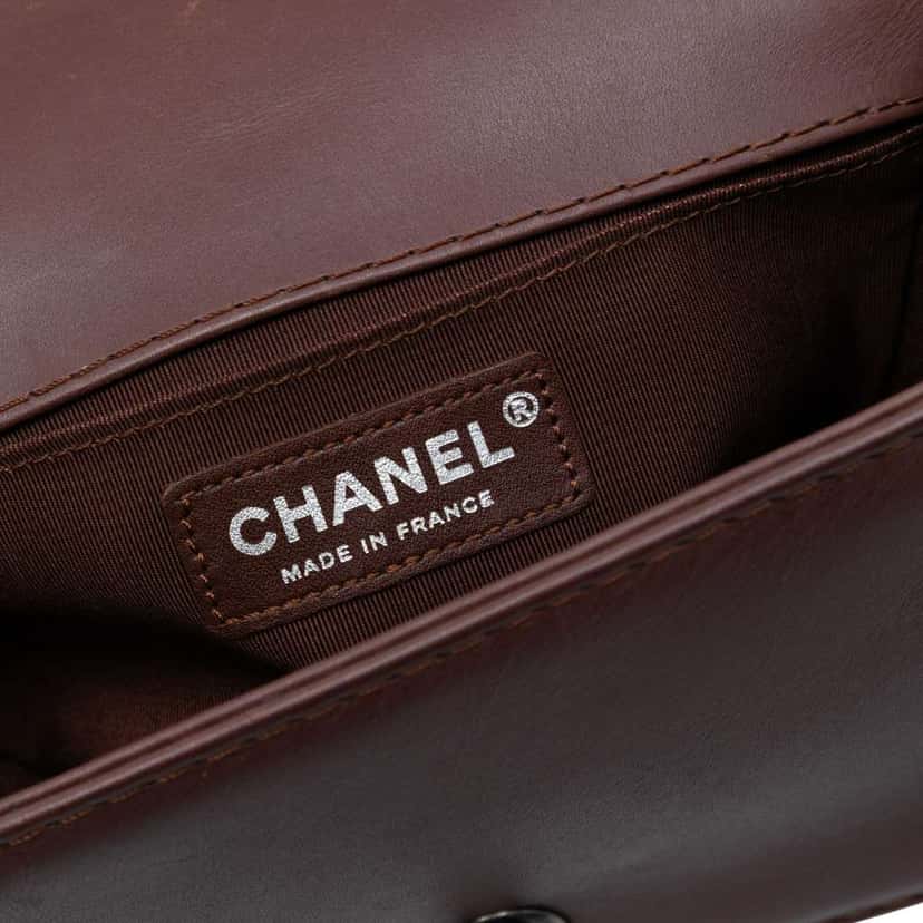 Chanel Small Quilted Lambskin Wild Stitch Boy Flap Brown Leather Good condition - Box View
