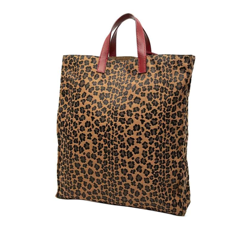 Fendi Leopard Print Canvas Tote Brown Canvas Good condition - Back View