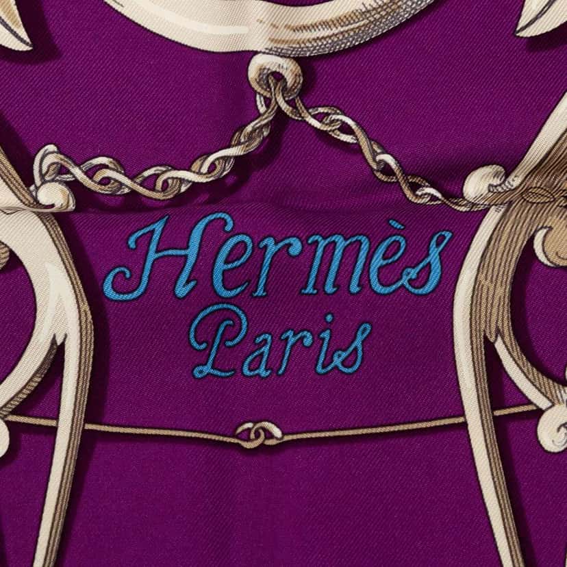 Hermès Par Mefsire Antoine De Plvvinel Silk Scarf 90 Purple Silk Good condition - Inside View