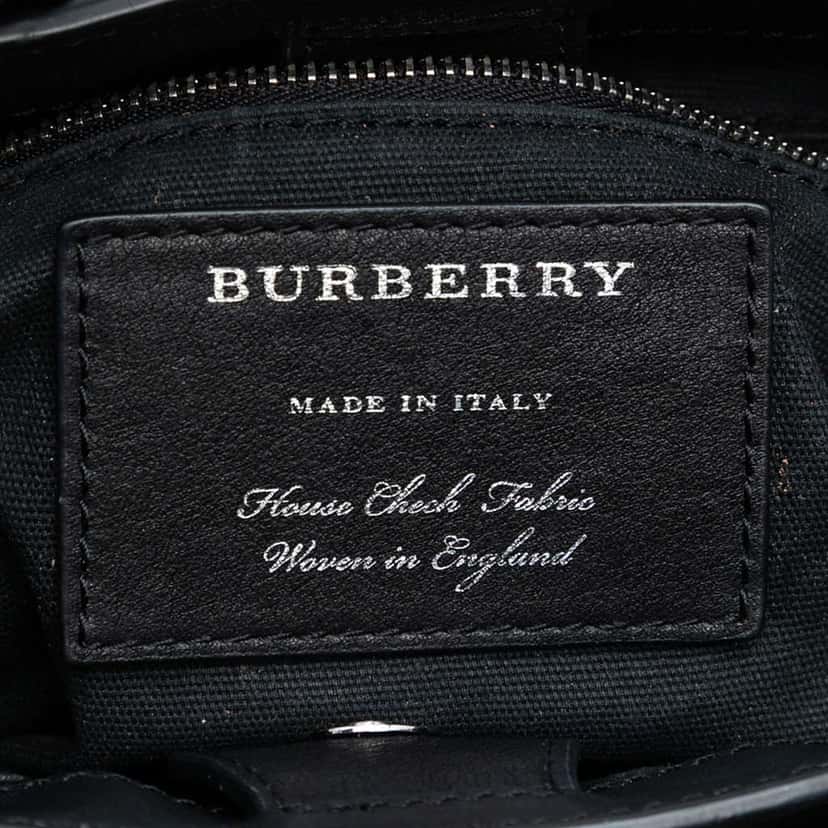 Burberry Baby Banner Studded Leather and House Check Tote Black Leather Very good condition - Box View