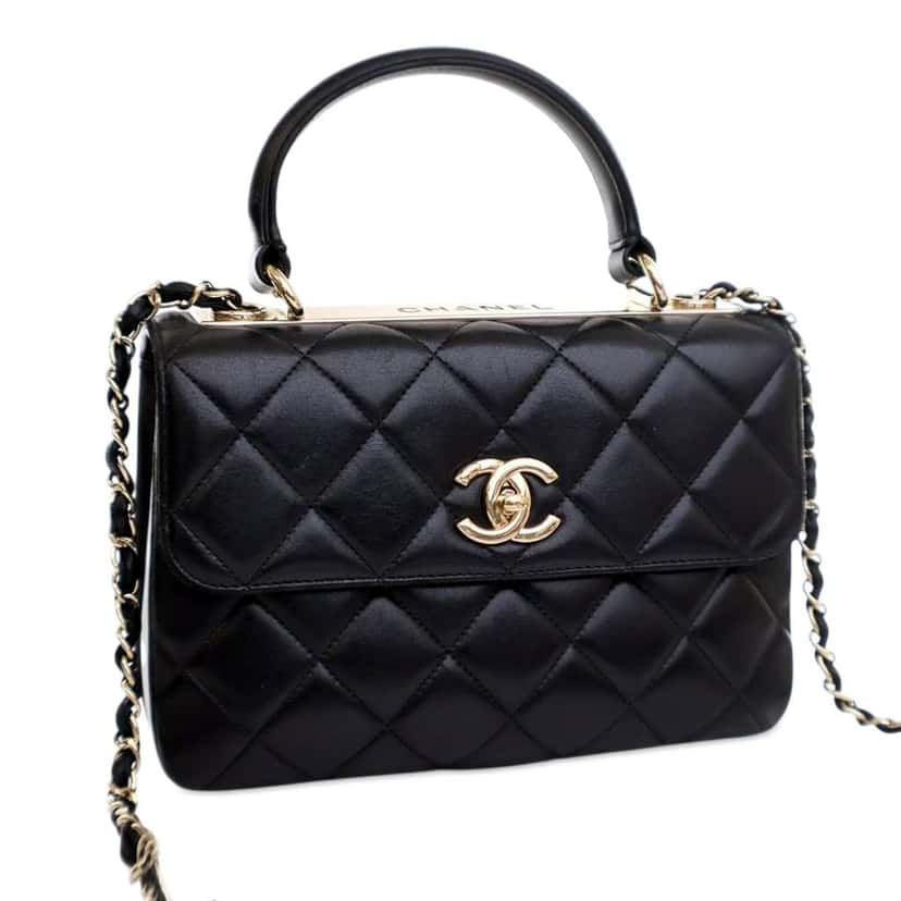 Chanel Small Quilted Lambskin Trendy CC Flap Black Leather Good condition - Back View