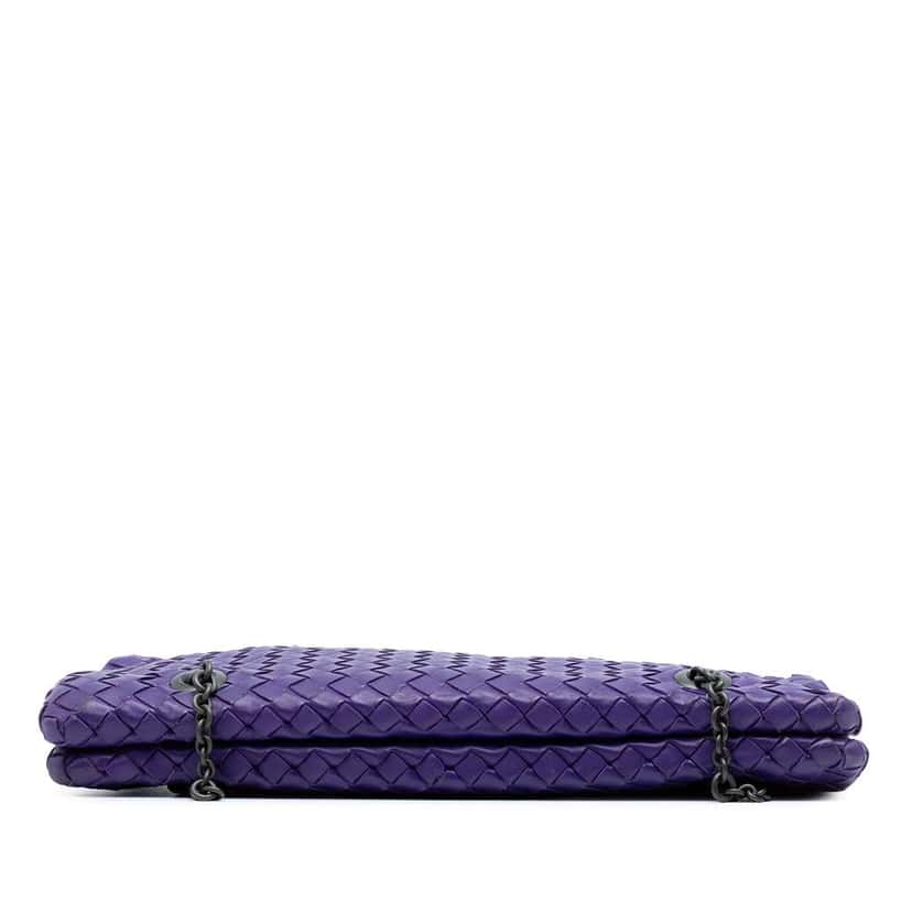 Bottega Veneta Nappa Intrecciato Duo Shoulder Bag Purple Leather Very good condition - Inside View