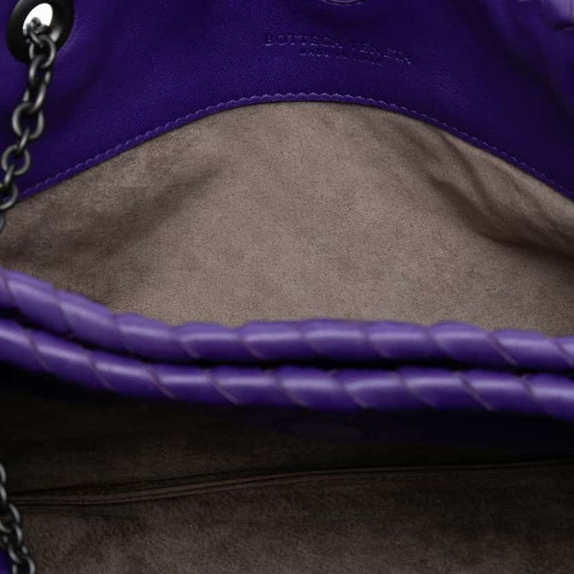 Bottega Veneta Nappa Intrecciato Duo Shoulder Bag Purple Leather Very good condition - Model View