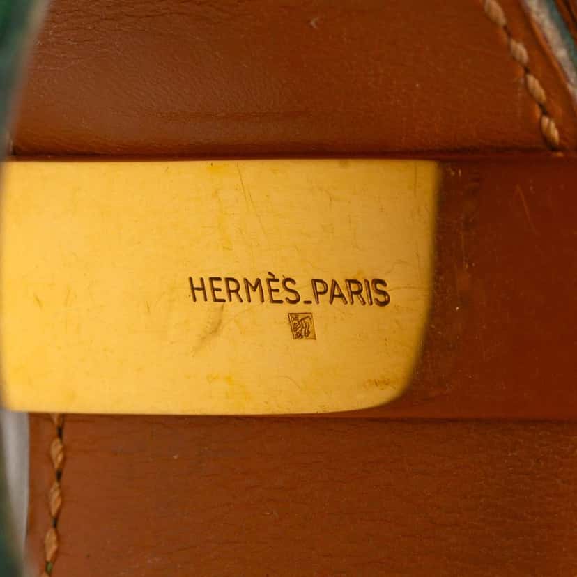 Hermès Leather and Gold Plated Collier de Chien Bracelet Green Leather Good condition - Box View