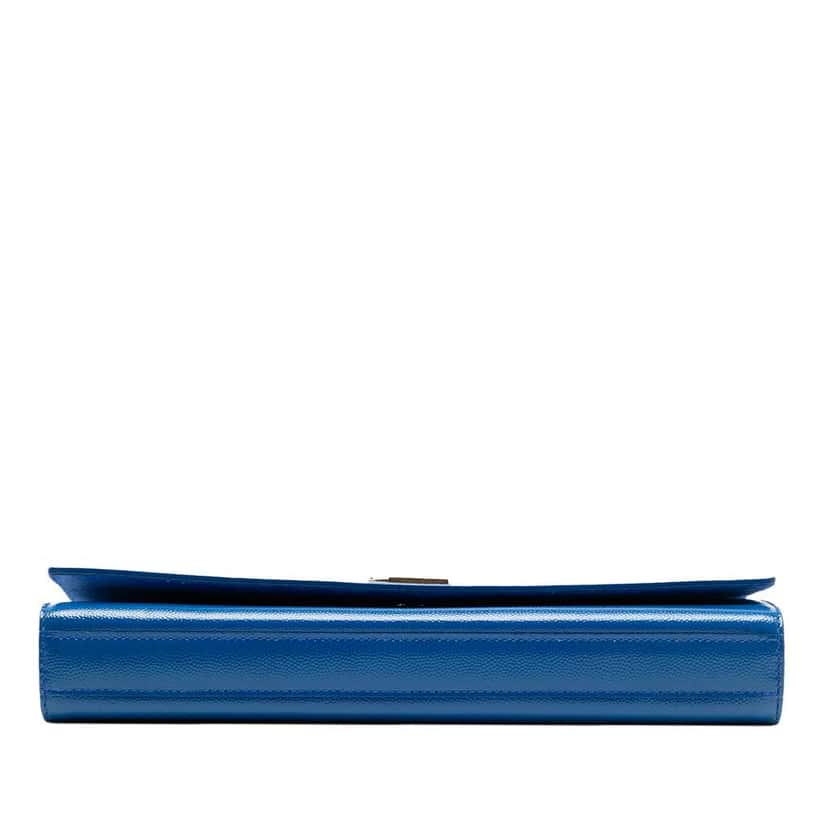 Saint Laurent Grain De Poudre Monogram Cassandre Clutch Blue Leather Good condition - Inside View