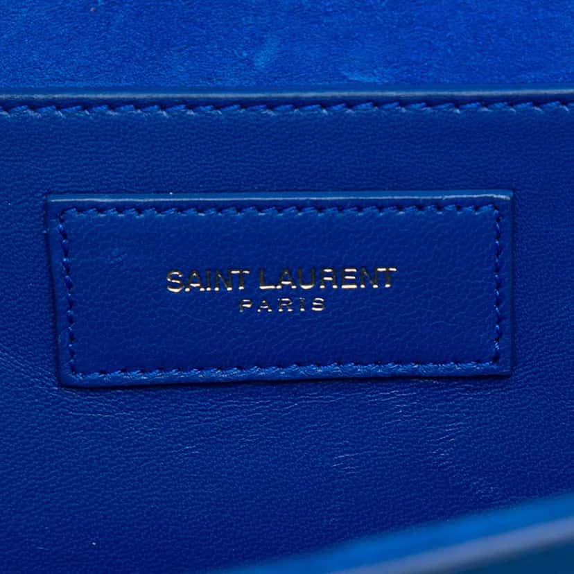 Saint Laurent Grain De Poudre Monogram Cassandre Clutch Blue Leather Good condition - Box View