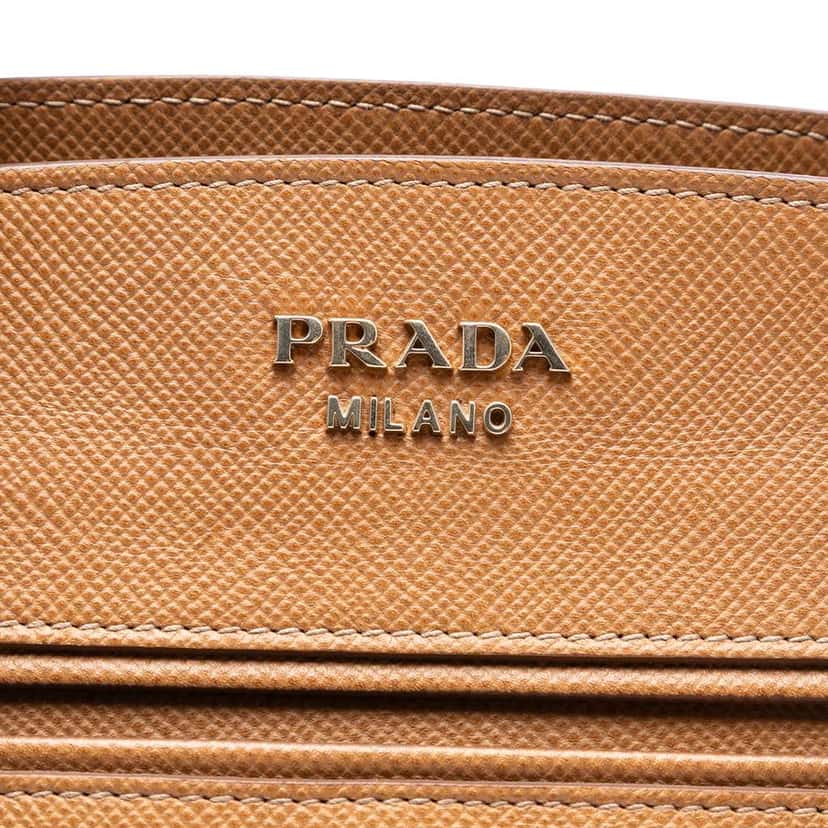 Prada Saffiano Cuir Trimmed Canapa Satchel Brown Canvas Good condition - Box View