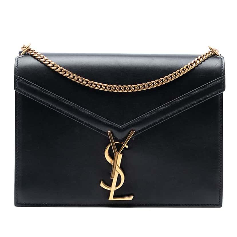 Saint Laurent Smooth Calfskin Monogram Cassandra Clasp Bag Black Leather Good condition - Front View