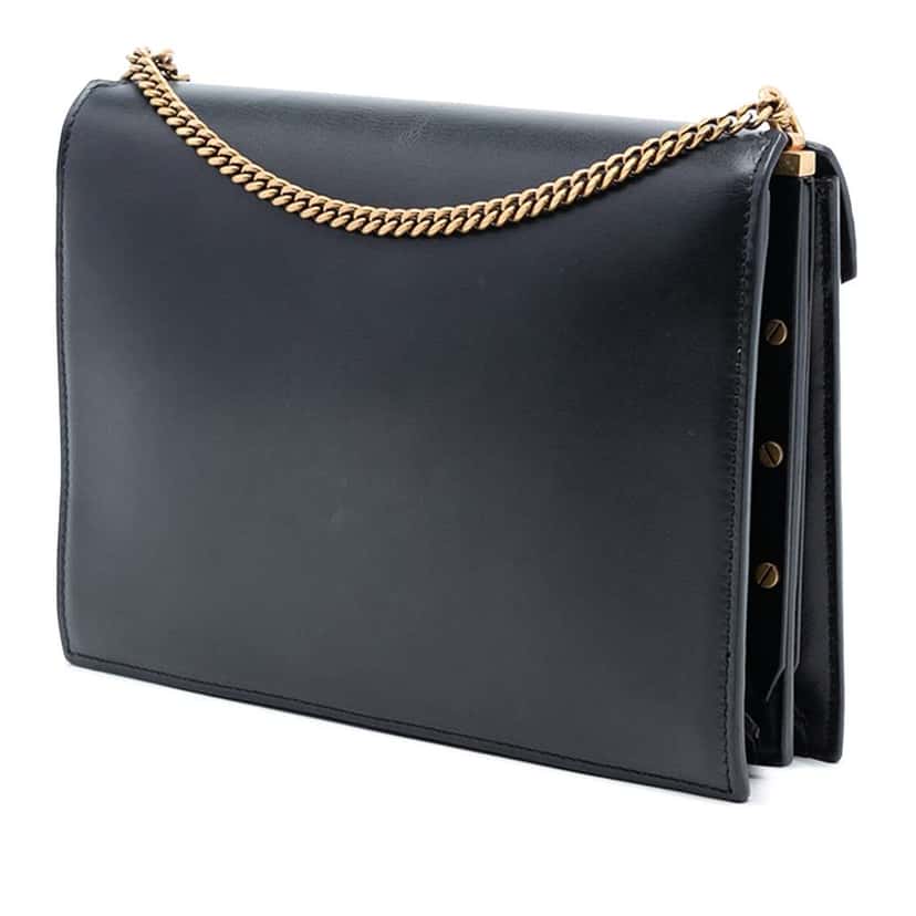 Saint Laurent Smooth Calfskin Monogram Cassandra Clasp Bag Black Leather Good condition - Back View