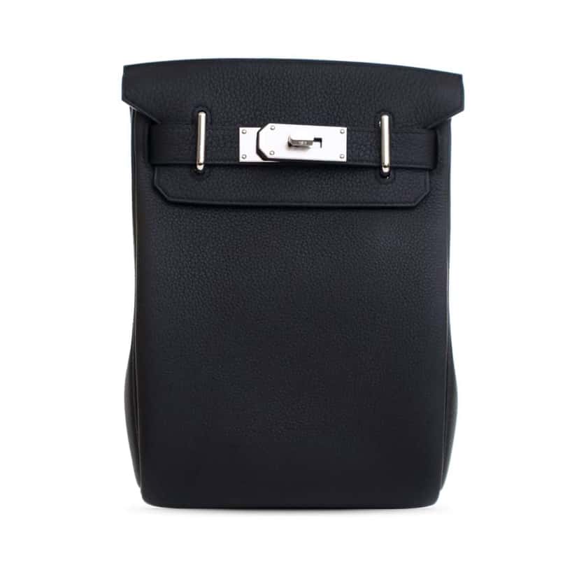 Hermès Togo Kelly Hac A Dos PM Black Leather Good condition - Front View