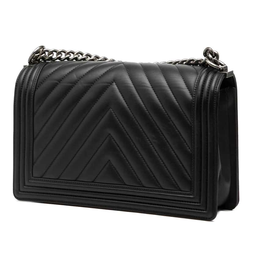 Chanel Medium Chevron Lambskin Boy Flap Black Leather Good condition - Back View