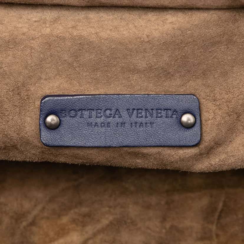 Bottega Veneta Large Nappa Intrecciato Brick Tote Blue Leather Good condition - Box View
