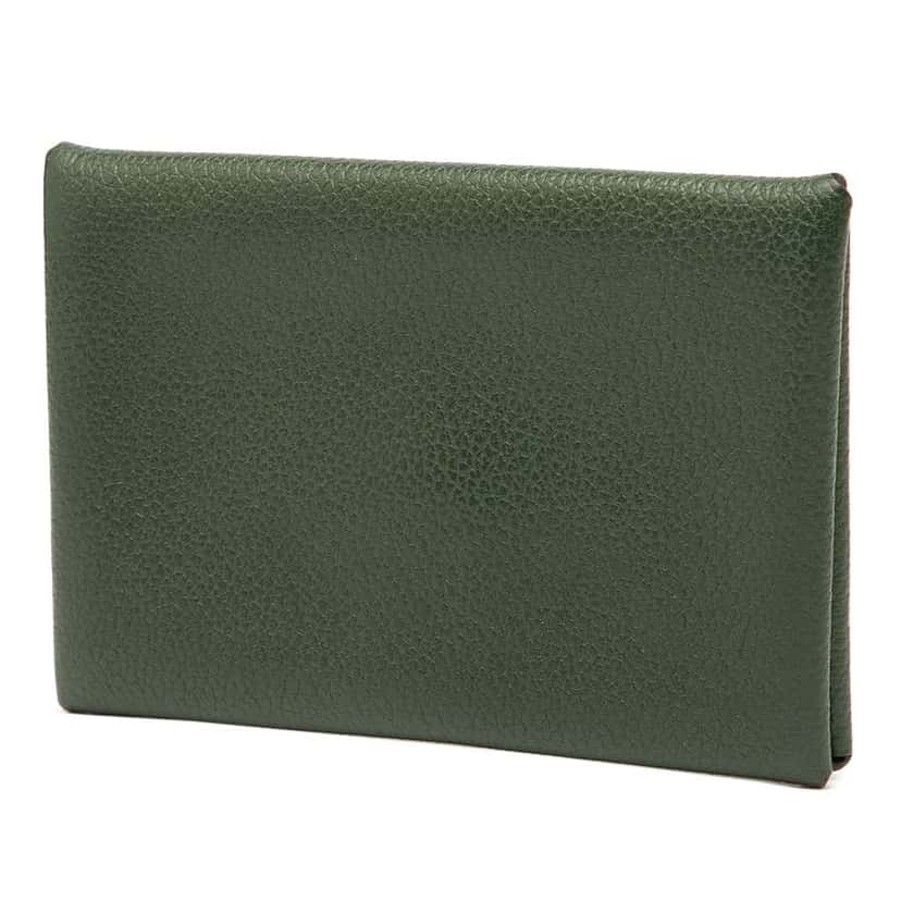 Hermès Epsom Verso Calvi Card Holder Green Leather Good condition - Back View