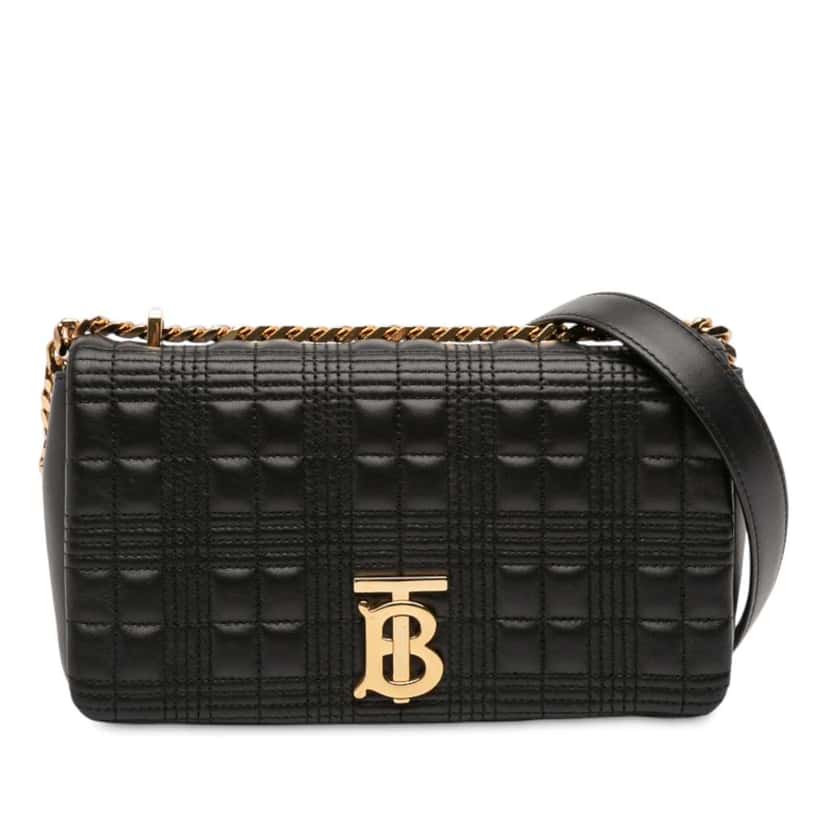 Burberry Small Quilted Lambskin Lola Crossbody Black Leather Good condition - Front View