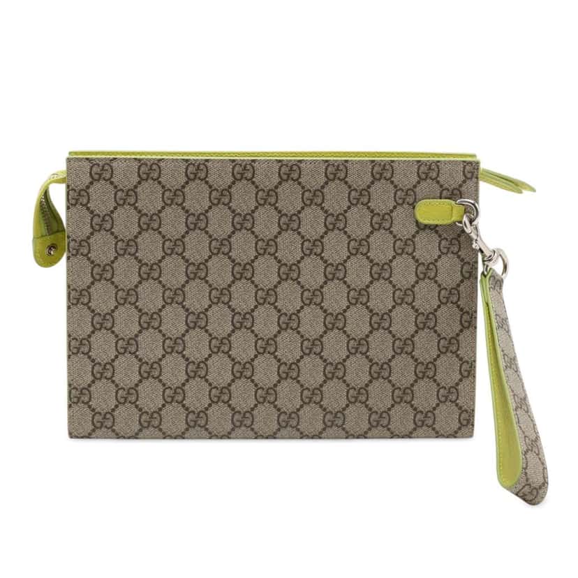 Gucci Small Bicolor GG Supreme Pouch Brown Canvas Very good condition - Back View