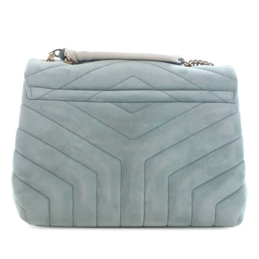 Saint Laurent Small Suede Loulou Shoulder Bag Green Leather Good condition - Back View